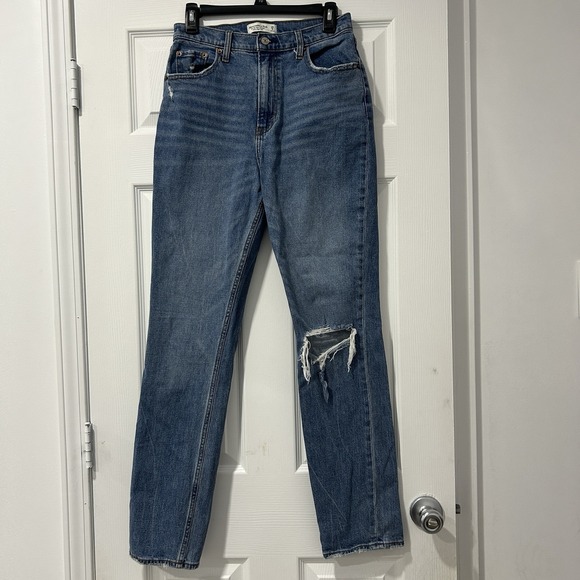 Abercrombie and Fitch Curve Love The 90s Slim Straight High Rise Jeans Sz 29/8L - Picture 2 of 12